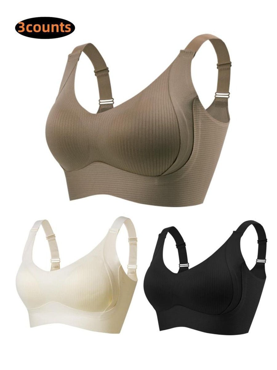 šBuy 1 Get 3 PacksšWomen's Ribbed Push Up Adjustable Wireless Bra