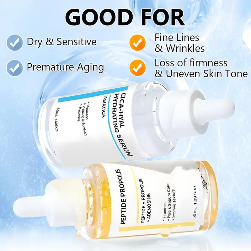 2PCS Hydration & Wrinkle Renewal Serum, Peptide Propolis Complex, Anti Aging Facial Serum, Deep Moisturizing and boosts skin elasticity, Suitable for All Skin Types