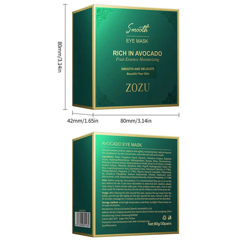 Avocado Moisturizing Collagen Eye bagMask,60pcs/set Under Eye Mask, Eye Care Product for Dark Eye Bags, Skin Care Gift Moisturizer Hydrating Comfort