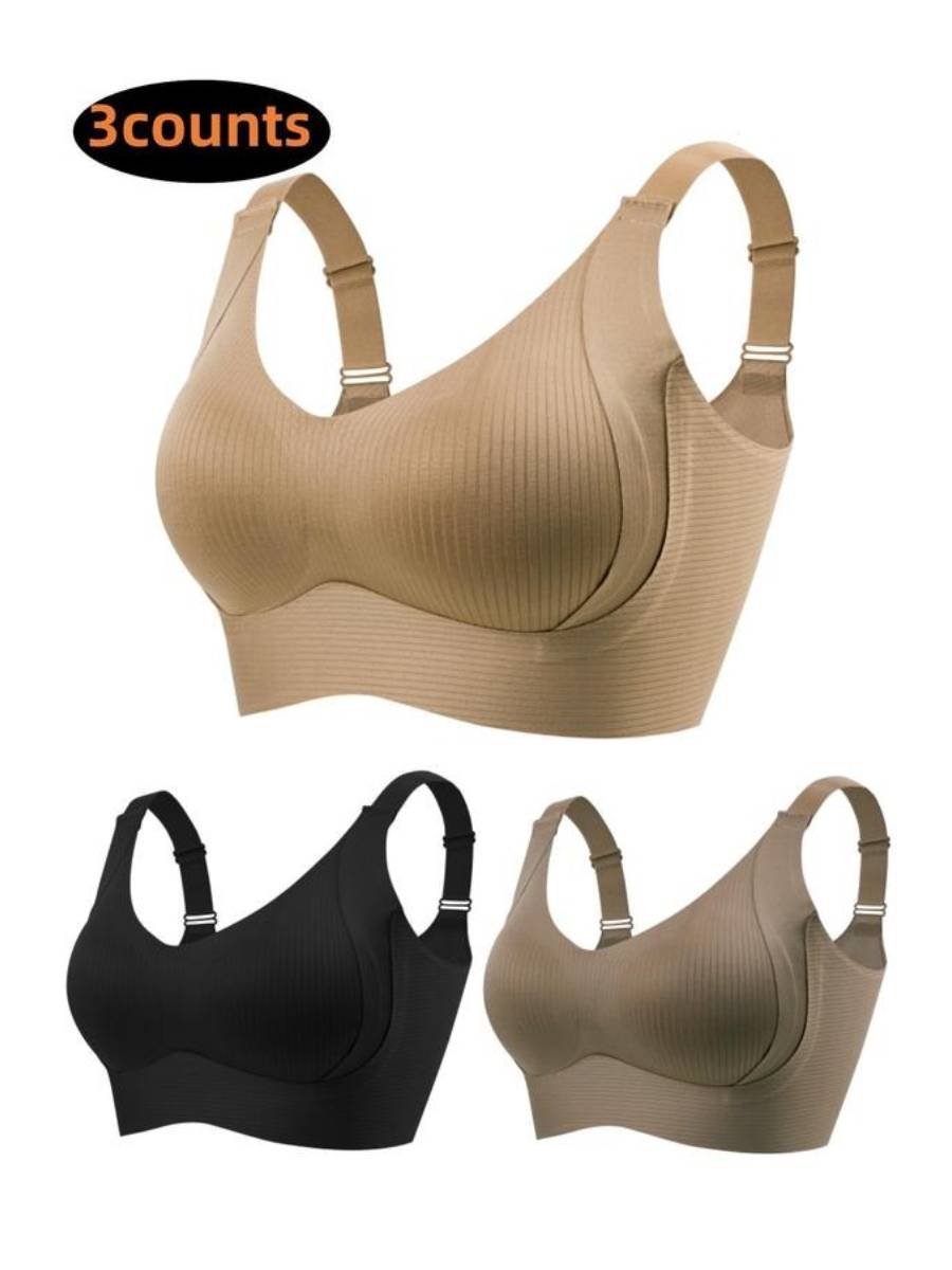 šBuy 1 Get 3 PacksšWomen's Ribbed Push Up Adjustable Wireless Bra