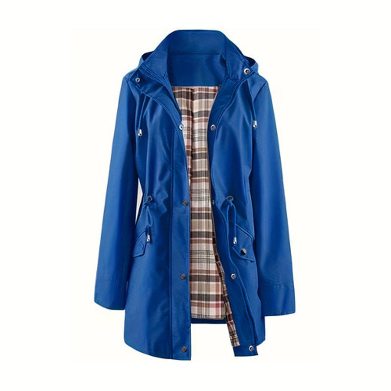 š„Half price salešLong Hooded Drawstring Waist-Cinching Zipper Windbreaker