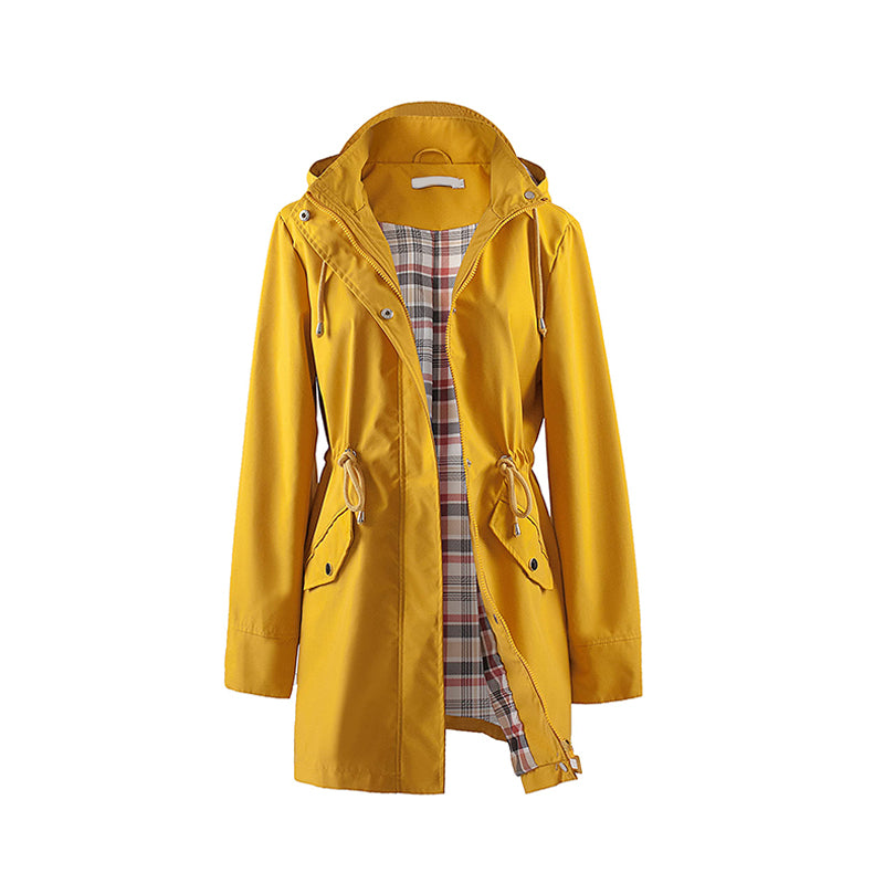 š„Half price salešLong Hooded Drawstring Waist-Cinching Zipper Windbreaker