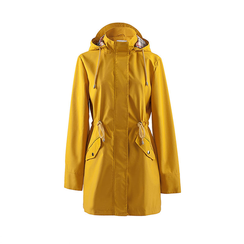 š„Half price salešLong Hooded Drawstring Waist-Cinching Zipper Windbreaker