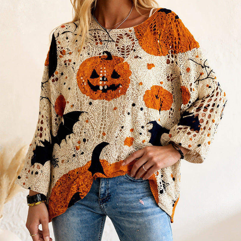 🎃Halloween 50% Off Special Offer💓Women's Halloween Loose Fit Batwing Knit Sweater