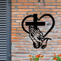 Elegant Christian Heart & Cross Wall Art