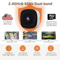3MP 2K Window Camera,2.4GHz & 5GHz WiFi Indoor Cameras,ChromaMax Al Color Night Vision,Person & Motion Detection,Easy & Quick Install