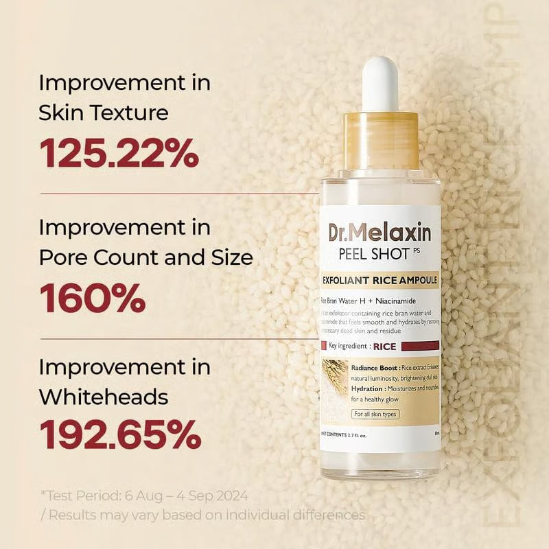 Peel Shot Glow Rice Ampoule Duo - Serums for Brightening, Exfoliating, and Moisturizing - Suitable for All Skin Types