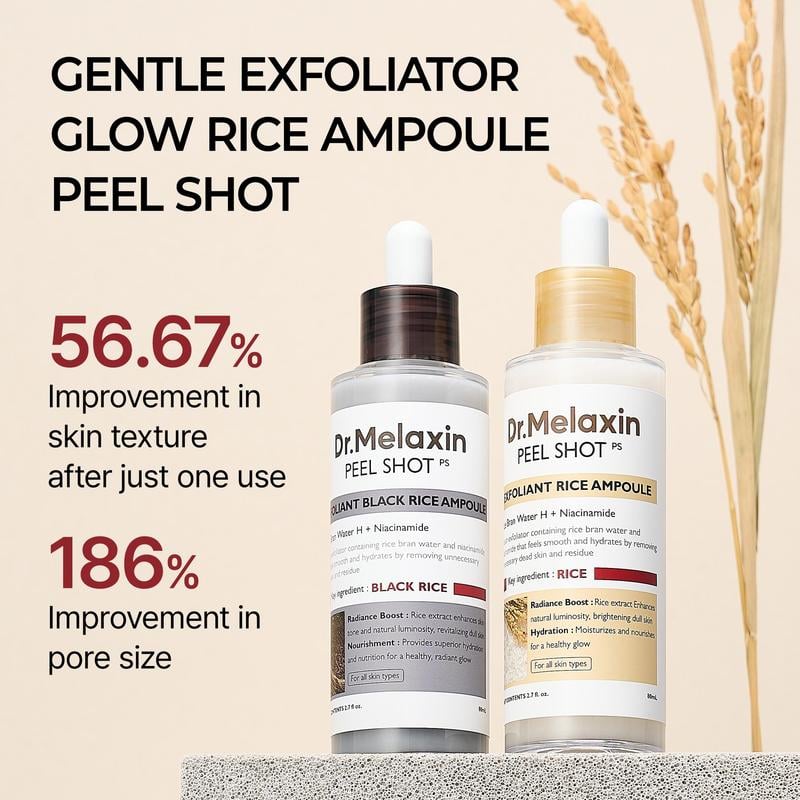 Peel Shot Glow Rice Ampoule Duo - Serums for Brightening, Exfoliating, and Moisturizing - Suitable for All Skin Types