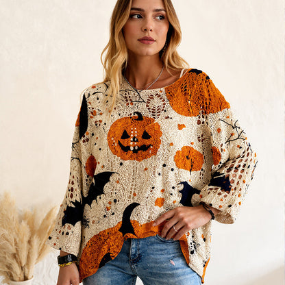 🎃Halloween 50% Off Special Offer💓Women's Halloween Loose Fit Batwing Knit Sweater