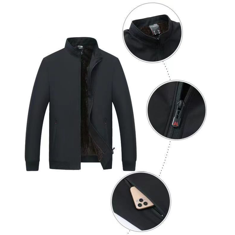 🔥Limited stock available 50% OFF🔥Men's Solid Color Zip Up Warm Jacket -💪Anti-wrinkle, windproof, rainproof and snowproof!