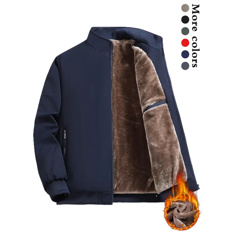 🔥Limited stock available 50% OFF🔥Men's Solid Color Zip Up Warm Jacket -💪Anti-wrinkle, windproof, rainproof and snowproof!